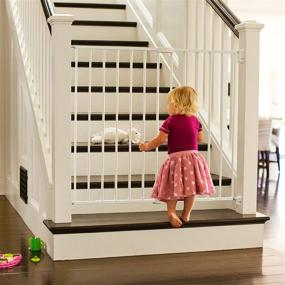 img 3 attached to Munchkin Extra Wide and Tall Baby Gate, Hardware Mounted Safety Gate for Stairs, Hallways and Doors, Expands from 33&#34; to 56&#34; Wide, Metal, White