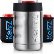 🥶 kelvz finger grip insulated can cooler: keep your 12 oz cans & bottles ice cold with 18/8 stainless steel beer holder and two foam can sleeves! логотип