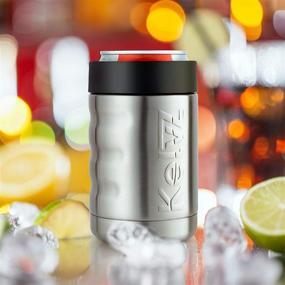 img 2 attached to 🥶 KelvZ Finger Grip Insulated Can Cooler: Keep Your 12 oz Cans & Bottles Ice Cold with 18/8 Stainless Steel Beer Holder and Two Foam Can Sleeves!