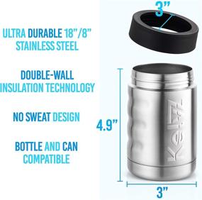 img 3 attached to 🥶 KelvZ Finger Grip Insulated Can Cooler: Keep Your 12 oz Cans & Bottles Ice Cold with 18/8 Stainless Steel Beer Holder and Two Foam Can Sleeves!