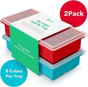 img 3 attached to 🧊 Vremi Stackable Large Ice Cube Trays - Pack of 2 Silicone Trays - Perfect for Cocktails, Frozen Treats, Soups, Sauces, and Baby Food - BPA Free with Frost Resistant Lids - Red and Blue - Get Yours Now!