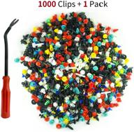 🔧 universal plastic rivet assortment fasteners and removal tool set - 1000 pcs car push retainer clips for auto body, door, bumper, fender liner, trim panel, screw rivets, with push pin retainer clips logo