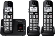 📞 panasonic dect 6.0 cordless phone system with answering machine, call blocking - 3 handsets - kx-tge433b (black) logo