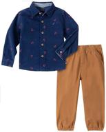 👖 nautica toddler boys' clothing sets: stylish shirt and pants combo logo