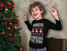 img 2 attached to 🎅 Boys' Dabbing Christmas Sleeve T-Shirt - Tops, Tees & Shirts