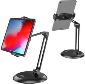 img 4 attached to 📱 Nulaxy Heavy Duty Desktop Tablet Stand - Adjustable Phone & Tablet Holder Mount with 2-Stage Metal Arm, Compatible with 4-11" Phones, Tablets, iPad, Nintendo Switch, Kindle - Updated Version