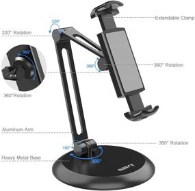 img 2 attached to 📱 Nulaxy Heavy Duty Desktop Tablet Stand - Adjustable Phone & Tablet Holder Mount with 2-Stage Metal Arm, Compatible with 4-11" Phones, Tablets, iPad, Nintendo Switch, Kindle - Updated Version
