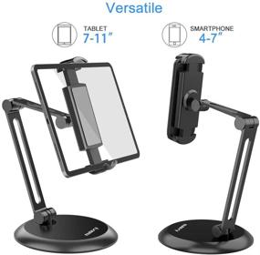img 3 attached to 📱 Nulaxy Heavy Duty Desktop Tablet Stand - Adjustable Phone & Tablet Holder Mount with 2-Stage Metal Arm, Compatible with 4-11" Phones, Tablets, iPad, Nintendo Switch, Kindle - Updated Version