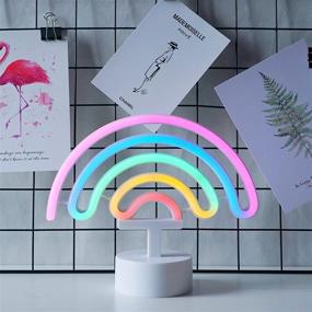 img 2 attached to 🌈 Miaro Rainbow Neon Sign – Cute Good Luck Rainbow Night Light for Girls – Battery Operated Wall Decor Lamp for Chistmas, Birthday Party, Wedding – Kids Room, Living Room, Bedroom Decoration