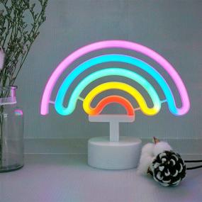 img 3 attached to 🌈 Miaro Rainbow Neon Sign – Cute Good Luck Rainbow Night Light for Girls – Battery Operated Wall Decor Lamp for Chistmas, Birthday Party, Wedding – Kids Room, Living Room, Bedroom Decoration