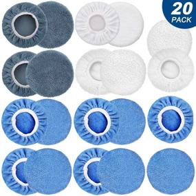 img 4 attached to 🚗 20-Pack ELECTOP 5-6 Inch Polishing Pad Bonnet Kit for Car Polisher Buffer with Microfiber, Woolen, Coral Fleece, and Cotton Bonnet Pads - Buffing, Waxing, and Cover Pads Included