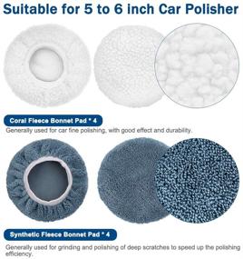 img 2 attached to 🚗 20-Pack ELECTOP 5-6 Inch Polishing Pad Bonnet Kit for Car Polisher Buffer with Microfiber, Woolen, Coral Fleece, and Cotton Bonnet Pads - Buffing, Waxing, and Cover Pads Included