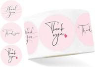 🎀 powder pink thank you stickers by lapapier - round 1.5 inches - bulk roll of 1000 labels - 3 unique designs for all occasions: wedding, baby shower, business, graduation, gifts, party favors, cards logo