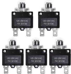 img 2 attached to 💧 Fuzbaxy 10PCS Waterproof Circuit Breakers with Quick Connect Terminals and Push Button Reset - Including Waterproof Button Cap, 15Amp