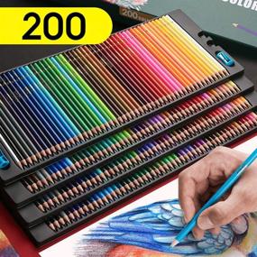 img 2 attached to 🖍️ Профессиональные цветные карандаши на масляной основе Premium 200 для взрослого раскрашивания, рисования и набросков - профессиональные художественные материалы для раскрашивания книг - насыщенные пигменты для взрослых и детей