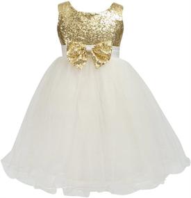 img 4 attached to 🌸 Merry Day Sequin Flower Dress for Little Girls - Toddler Ball Gown (1M-10T)