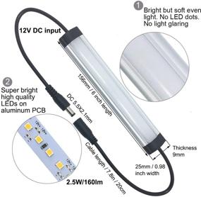 img 2 attached to LITEVER 6-Inch Under Cabinet Light Bar for Small Cabinets, 12VDC, 2.5W, 5000K Daylight White - Includes Mounting Clips, Screws, Self-Adhesive Pads - Compatible with Litever LL-008 Series (2-Pack, 5000K)