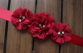 img 2 attached to Burgundy Bridesmaid Flowergirls Wedding Accessories: Women's Belts & Floral Decor