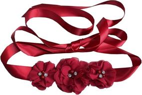 img 4 attached to Burgundy Bridesmaid Flowergirls Wedding Accessories: Women's Belts & Floral Decor