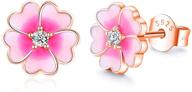 🌸 waysles pink flower post stud earrings: hypoallergenic sterling silver jewelry for women and girls logo