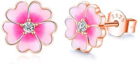 img 4 attached to 🌸 Waysles Pink Flower Post Stud Earrings: Hypoallergenic Sterling Silver Jewelry for Women and Girls