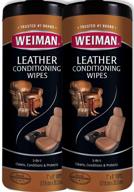 🧽 weiman leather wipes - 2 pack - clean, condition, and protect against cracking, fading leather furniture, car seats &amp; interiors, shoes, and more - including uv protection logo