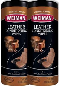 img 2 attached to 🧽 Weiman Leather Wipes - 2 Pack - Clean, Condition, and Protect against Cracking, Fading Leather Furniture, Car Seats &amp; Interiors, Shoes, and More - Including UV Protection