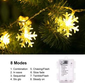 img 3 attached to 🎄 NITIDSKY Snowflake Lights: 30 LED Christmas Lights, Battery Powered Twinkle Snowflake String Lights with 8 Modes, Waterproof Xmas Light for Outdoor Indoor Room Decorations in Warm White