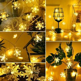 img 1 attached to 🎄 NITIDSKY Snowflake Lights: 30 LED Christmas Lights, Battery Powered Twinkle Snowflake String Lights with 8 Modes, Waterproof Xmas Light for Outdoor Indoor Room Decorations in Warm White