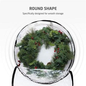 img 2 attached to 🎄 Christmas Wreath Storage Bag 30 Inch (2-Pack) - Clear PVC Plastic for Holiday Artificial Wreaths - Durable, Dual Zippered Design with Canvas Handles