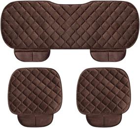 img 2 attached to WINGOFFLY 3 Pack Thickened Front and Back Car Seat Cushion | Non-slip Car Interior Seat Cover Pad Mat | Ideal for Auto Vehicle | Coffee