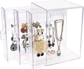 img 4 attached to 📦 Dustproof Clear Acrylic Earring Holder Organizer Box – Durable Jewelry Display Stand with 3 Vertical Drawers for Stud Earrings – Transparent Design for Easy Viewing