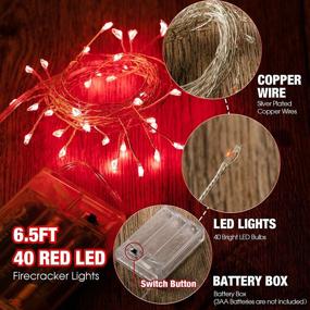 img 3 attached to 🎆 Vibrant Firecracker Lights for Mother's Day, Valentine's Day, Weddings, and More - 6.5ft 40 LED String Lights, Battery Operated - Perfect Indoor/Outdoor Decoration