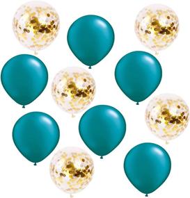 img 2 attached to 🎈 Furuix Teal Gold Baby Shower Decorations Wedding Bridal Shower Confetti Balloons Latex Balloons Engagement Party Teal Decorations Gold Birthday Party Decor