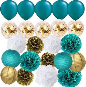 img 4 attached to 🎈 Furuix Teal Gold Baby Shower Decorations Wedding Bridal Shower Confetti Balloons Latex Balloons Engagement Party Teal Decorations Gold Birthday Party Decor