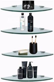 img 4 attached to 🛁 4-Pack Corner Storage Glass Shelf Set: Shower Caddy, Shampoo Holder, Wall Organizer - Ideal for Bathroom, Kitchen, and Living Room - Adhesive, No Drilling Required