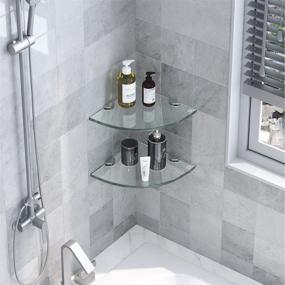 img 2 attached to 🛁 4-Pack Corner Storage Glass Shelf Set: Shower Caddy, Shampoo Holder, Wall Organizer - Ideal for Bathroom, Kitchen, and Living Room - Adhesive, No Drilling Required