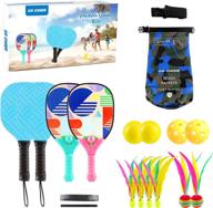 🏓 gs chier portable pickleball and beach paddle ball game kit: perfect for kids and adults with 2 racket paddles and 2 beachballs логотип