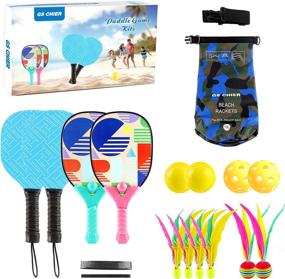 img 4 attached to 🏓 GS CHIER Portable Pickleball and Beach Paddle Ball Game Kit: Perfect for Kids and Adults with 2 Racket Paddles and 2 Beachballs