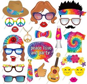 img 2 attached to Tie Dye Party Photo Booth Props Kit - 25 Pieces for Tie Dye Party Supplies Retro 60s 70s Rainbow Theme Hippy Carnival Art Woodstock Party Decorations and Favors, 1970s Throwback Disco Fever Birthday Party