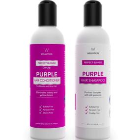 img 4 attached to Purple Shampoo and Conditioner Set: USA-Made Blonde Shampoo for Silver Hair, Toner for Brassy Hair, Purple Toning Shampoo with Overtone Conditioner