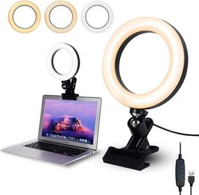 img 4 attached to 💡 LED Selfie Ring Light for Laptop with 3 Light Modes and 10 Level Dimmable settings – Video Conference Lighting Kit for Laptop Desk Monitor