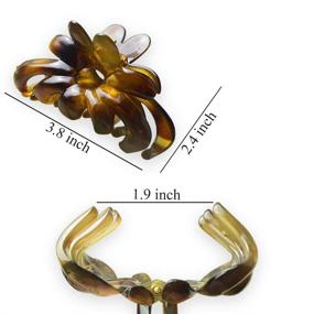 img 3 attached to 💐 Women's Large Hair Claw Clips with Floral Design, Ideal for Thin/Medium Thick Hair, Non-Slip 3.8 Inch Octopus Hair Jaw Clips, Set of 4 (Black Brown Wine Red Turquoise)