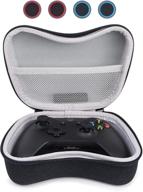 protective eva travel case for xbox one and xbox series controllers - including mesh pocket and 4 thumb grips (black) logo