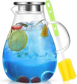 img 4 attached to 🍹 Kicitum Glass Pitcher 85 Ounce: Heat Resistant Glass Carafe for Iced Tea, Lemonade, and More