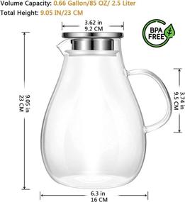 img 3 attached to 🍹 Kicitum Glass Pitcher 85 Ounce: Heat Resistant Glass Carafe for Iced Tea, Lemonade, and More