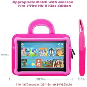 img 3 attached to 🎒 MoKo 7-8 Inch Kids Tablet Sleeve Neoprene Carrying Bag Luna Controller, Fire 7 Kids Edition, Fire HD 8 Plus/Fire HD 8 2020, Fire 7 Kids Pro 2021, Fire HD 8 Kids Pro 2021, Magenta