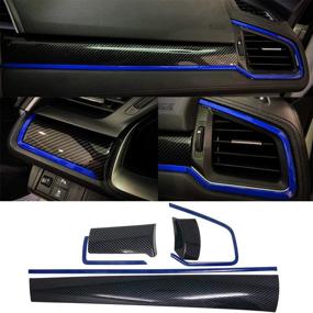 img 4 attached to 🚗 Carbon Fiber Grain Trim Stickers for Honda 10th Gen Civic - 6Pcs, 2016-2020