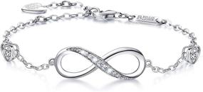 img 4 attached to 🎁 Timeless Elegance: Christmas Gifts 925 Sterling Silver Infinity Womens Bracelet in White Gold Plating – A Symbolic Love Charm Adjustable Bracelet – Exquisite Jewelry Gift for Mom, Women, Wife, Girls, or Her