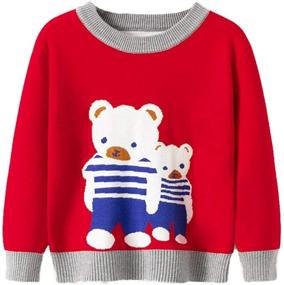 img 1 attached to 🎄 Adorable Toddler Christmas Sweater: Knitted Pullover with Reindeer, Elk & Snowman Cartoon - Unisex Xmas Sweatshirts!